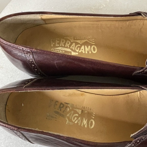 Salvatore Ferragamo Brogue Burgundy Brown Leather Tassle Loafer Shoes Men 8.5 D main image 14